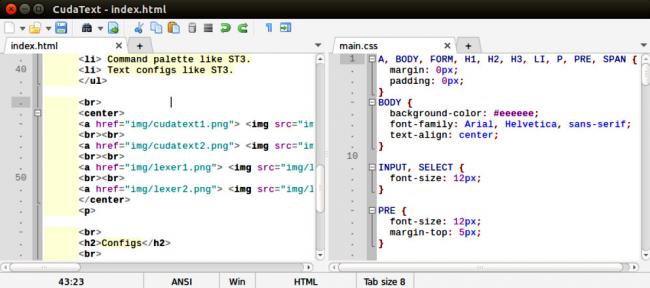 โปรแกรม CudaText ใช้เป็นโปรแกรมแก้ไขข้อความ เขียนโค้ด